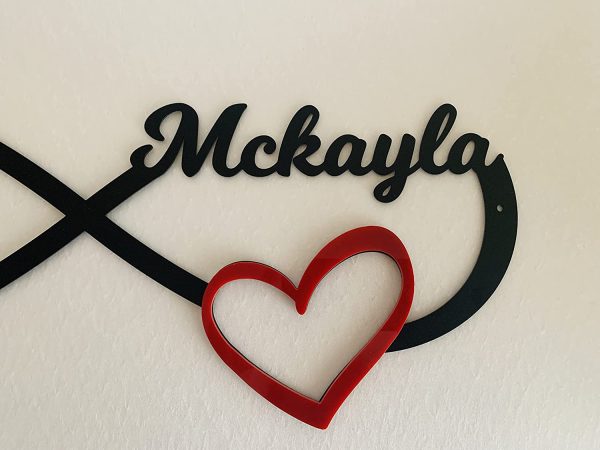 Personalized Infinity Symbol, Love Sign with Heart and Custom 2 Names, You and Me, Metal Wall Art Decor, Anniversary Wedding Gift for Couple, Valentines Day, Door Hanger, Wall Hanging, Housewarming - Image 2