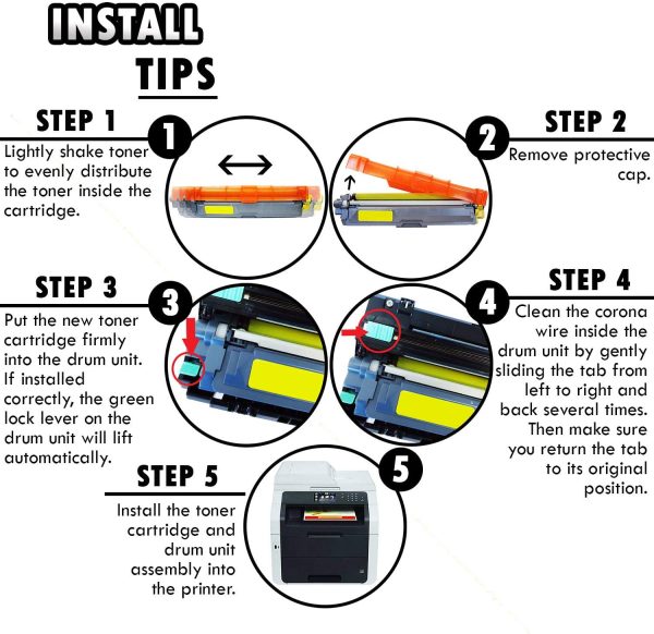 1 Set of 4 ? Toner Cartridges Compatible Remanufactured for Brother TN221 TN225 Black, Cyan, Magenta, Yellow MFC-9340CDW HL-3170CDW HL-3170CW HL-3140CW MFC-9130CW MFC-9330CDW TN221BK TN225C TN225M TN225Y - Image 2