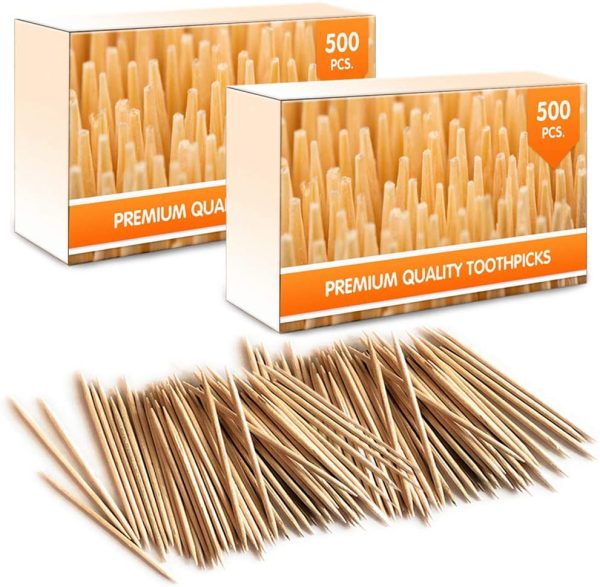 Premium Bamboo Wooden Cocktail Toothpicks - 1000 Pieces (2 Boxes of 500 Pieces) - Personal Hygiene, Disposable Appetizer Skewers, Cocktail Sticks or Arts & Crafts by - Image 7