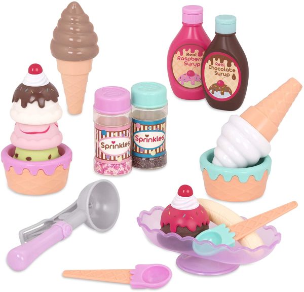 Play Circle by Battat ??Sweet Treats Ice Cream Parlour Playset ??Sprinkles, Cones, Spoons, Cups - Pretend Play Food Decorating Kit ??Toy Frozen Dessert and Accessories for Kids 3 and Up (21 Pieces)