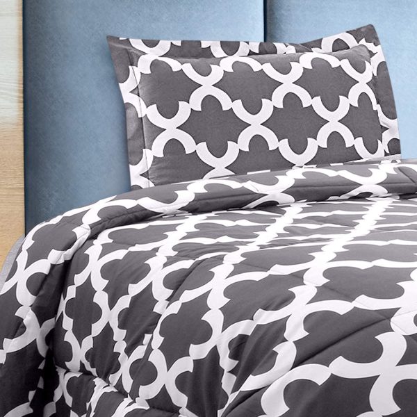 Printed Comforter Set (Full, Grey) with 2 Pillow Shams - Luxurious Brushed Microfiber - Down Alternative Comforter - Soft and Comfortable - Machine Washable - Image 6