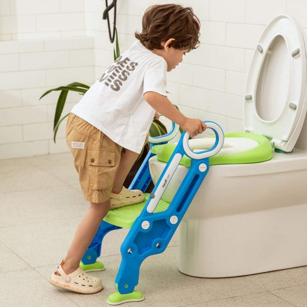 Potty Training Seat with Step Stool Ladder for Kids and Toddler,  Sturdy Potty Ladder with Soft Padded Cushion for Toddler Boys and Girls,Toddler Toilet Training Seat Chair(Blue Green) - Image 7