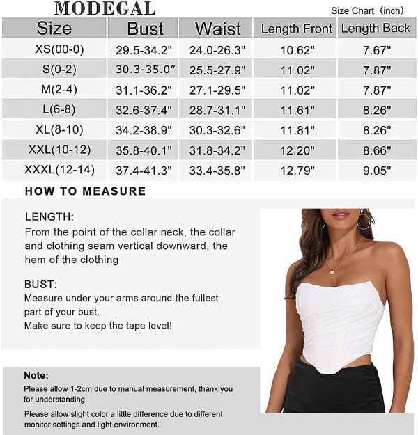 Modegal Women's Vintage Strapless Open Back Boned Mesh Bustier Zip Back Corset Bodyshaper Crop Top - Image 4