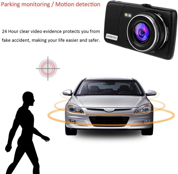 ??022 New Version??Dual Dash Cam Full HD 1080P 170° Dash Camera 4.0 Inch Screen Dash Cam Front and Rear, Dashboard Car Camera With G-sensor, Loop Recording, Motion Detection, Parking Monitor, WDR - Image 5