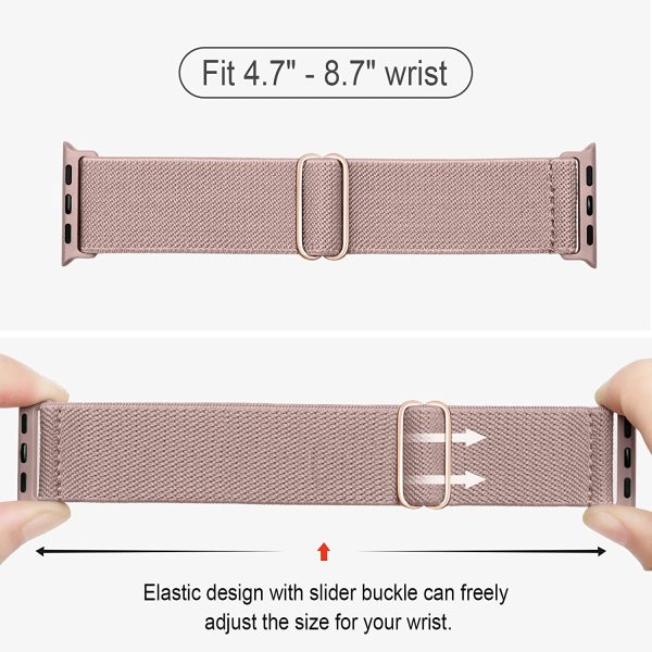 4 Pack Stretchy Solo Loop Bands Compatible with Apple Watch 38mm 40mm 41mm 42mm 44mm 45mm Women Men, CCnutri Adjustable Braided Sport Elastic Nylon Wristband for iWatch Series 7/6/5/4/3/2/1/SE - Image 4