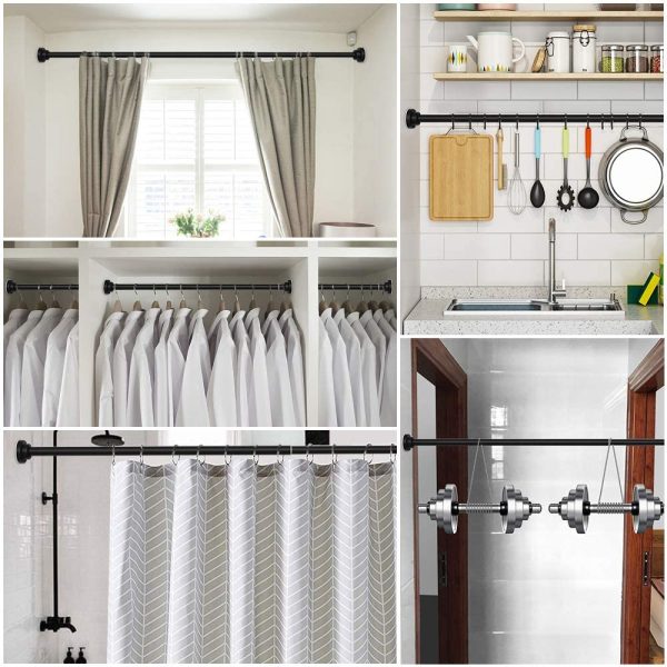 Shower Curtain Rod Tension - 26-40 Inch Never Rust Non-Slip Spring Tension Curtain Rod No Drilling Stainless Steel Curtain Rod Use Bathroom Kitchen??Black?? - Image 5