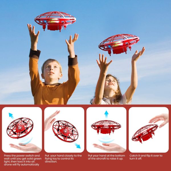 DEERC Mini Drones for Kids or Adults w/ 2 Modular Batteries, Upgraded Hand Operated Kids Drone, Hands Free Motion Sensor Mini Drone, Easy Indoor UFO Toy Flying Ball,Hover Ball, 2 Modular Battery 3D Flip Kids Toys for 6-10 Years - Image 4