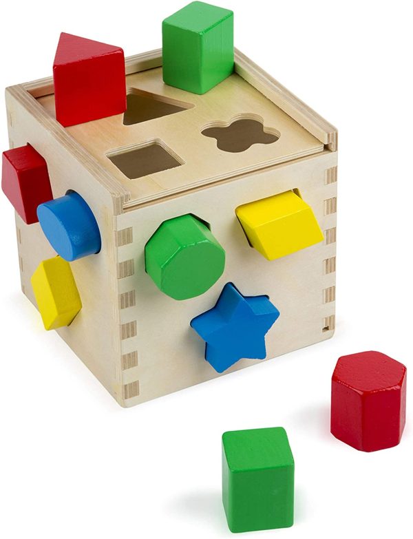 Melissa & Doug Shape Sorting Cube Classic Wooden Toy (Developmental Toy, Easy-to-Grip Shapes, Wooden Construction, 12 Pieces) - Image 2