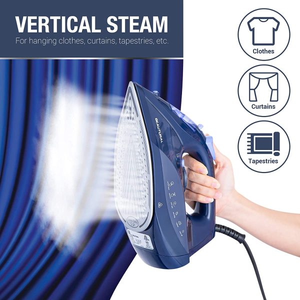 Steam Iron for Clothes with Precision Thermostat Dial, Ceramic Coated Soleplate, 3-Way Auto-Off, Self-Cleaning, Anti-Calcium, Anti-Drip - Image 3