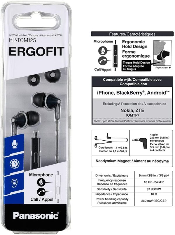 RPTCM125K ErgoFit In-Ear Earbud Headphones with Mic and Controller, Black - Image 3