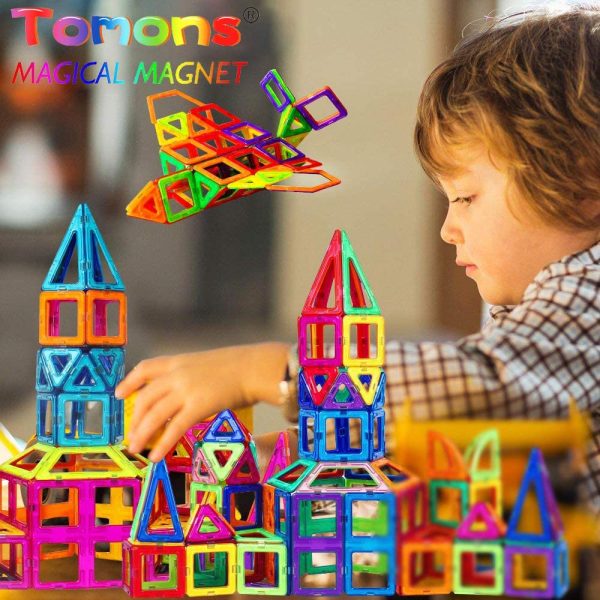 Tomons Magnetic Building Blocks Magnetic Tiles for Kids, Magnetic Blocks Stacking Blocks with Storage Bag - 36 PCS - Image 7