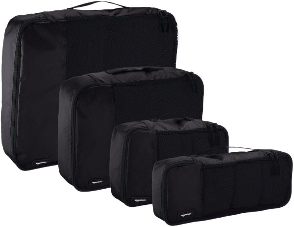 AmazonBasics 4 Piece Packing Travel Organizer Cubes Set - Black