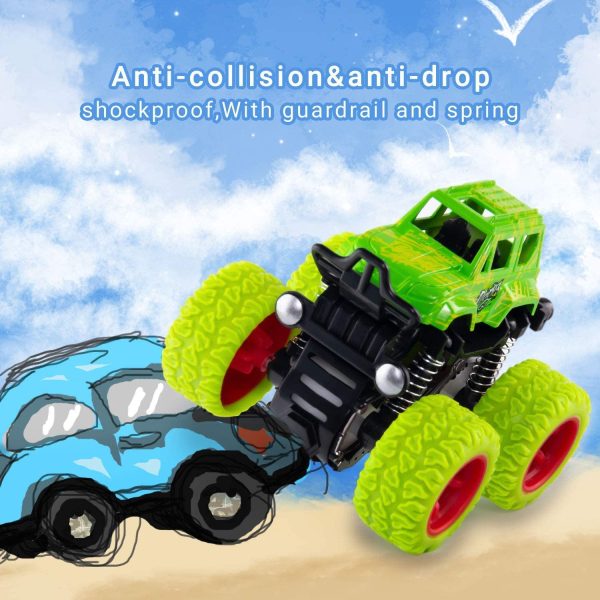 Monster Truck Toy Cars for Boys, 4 Pack Push Cars for Toddlers, 360 Degree Rotation 4 Wheels Drive Durable Friction Powered Car Toys for Christmas Kids Birthday Party, Gift for 3 4 5 6 7 8 Year Old Boys Girls - Image 5