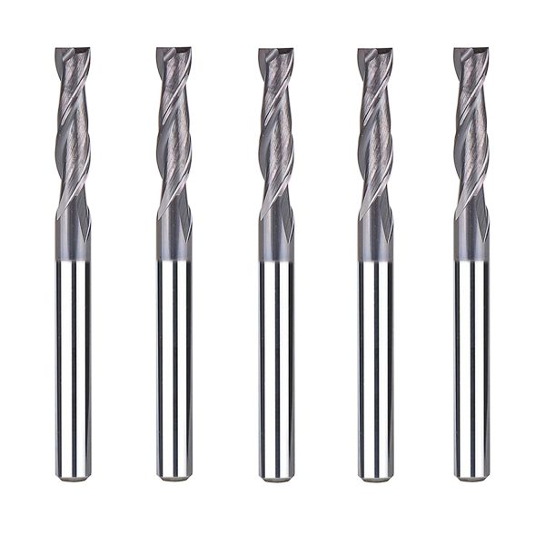 SpeTool 5Pcs 2-Flute Square Nose Carbide End Mill 1/8 Inch Router Bit with 1/8 inch Shank CNC Machine Tools, TiAlN Coated