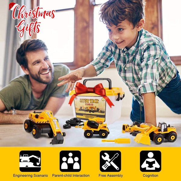 TEUVO Take Apart Truck Car Toys with Electric Drill, Construction Vehicles Building Excavator Toy STEM Trucks Vehicle Set for Kids, DIY Educational Gifts for Kids Ages 3 4 5 Boys Girls - Image 3