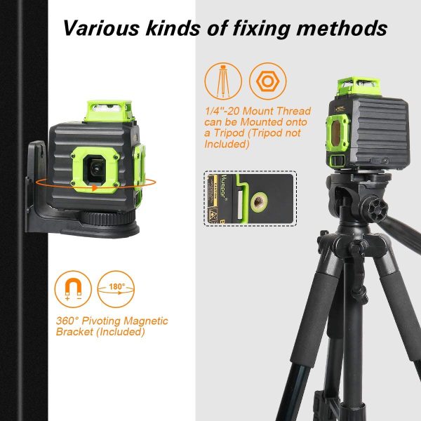 Cross Line Laser Level, Green 360?? Horizontal and Two Vertical Lines, Self-Leveling Alignment Multi Line Laser Tool, Li-ion Battery with Type-C Charging Port & Hard Carry Case Included - B21CG - Image 6