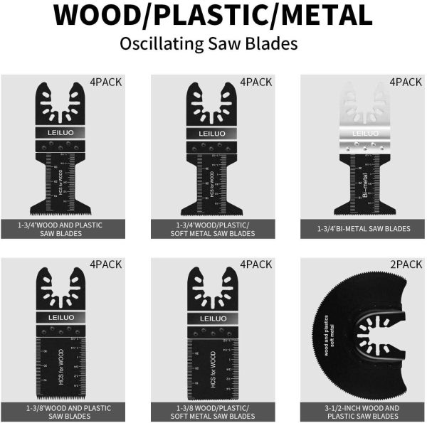 Oscillating Saw Blades  24 PC Multitool Blades for Wood Metal Plastics Oscillating Tool Blades Fit DeWalt Bosch Milwaukee Craftsman Rockwell Fein Porter-Cable Chicago Ridgid Makita Ryobi - Image 2