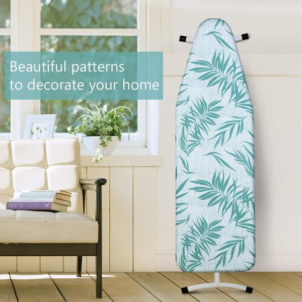 MZXcuin 15" x 54" Ironing Board Cover and pad, Extra Thick Cotton Iron Cover with Padding Heat Reflective Heavy Duty Pad, Green Leaves - Image 6