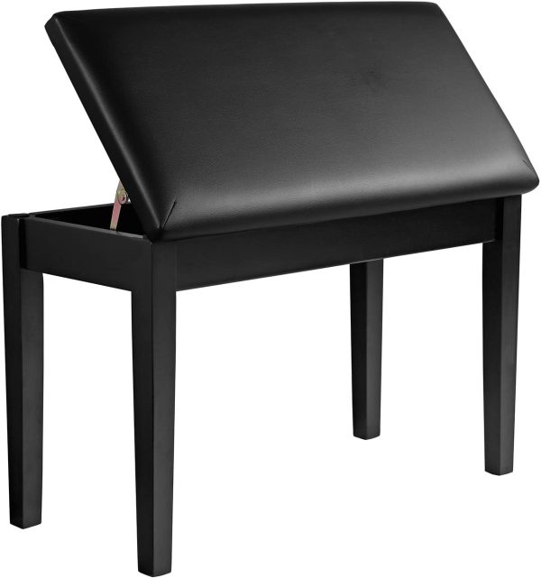 SONGMICS Wooden Duet Piano Bench with Padded Cushion and Music Storage, Black ULPB75BK - Image 9