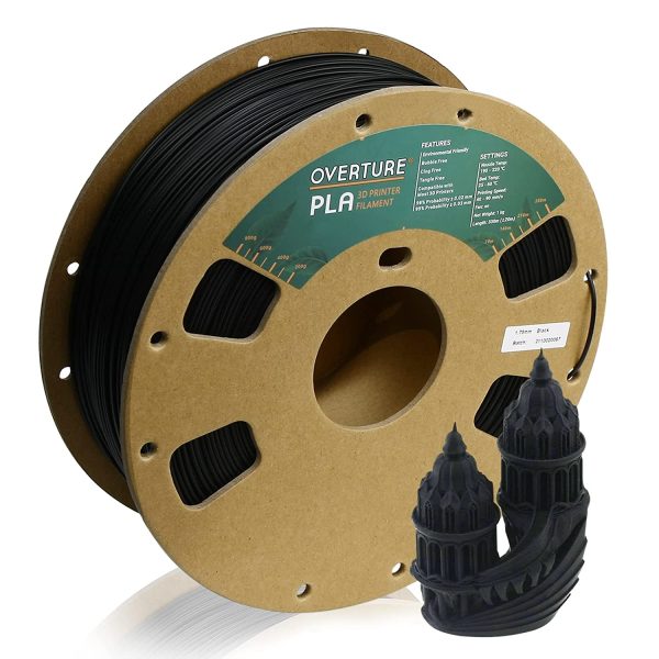 OVERTURE PLA Filament 1.75mm 3D Printer Consumables, 1kg Spool (2.2lbs), Dimensional Accuracy +/- 0.03 mm, Fit Most FDM Printer (Black) - Image 6