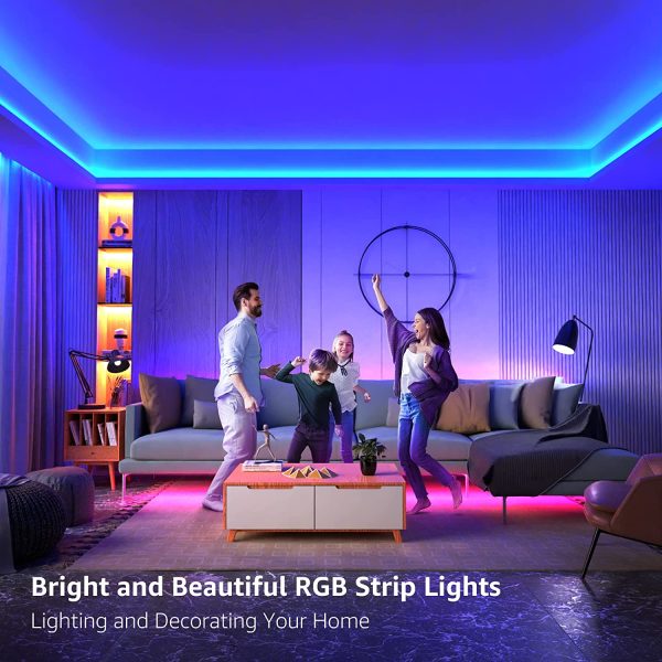 LE LED Strip Lights Kit, 16.4ft RGB LED Light Strips, Color Changing Light Strip with Remote Control, 12V Power Supply for Kitchen, Bedroom, and More, Non Waterproof - Image 2