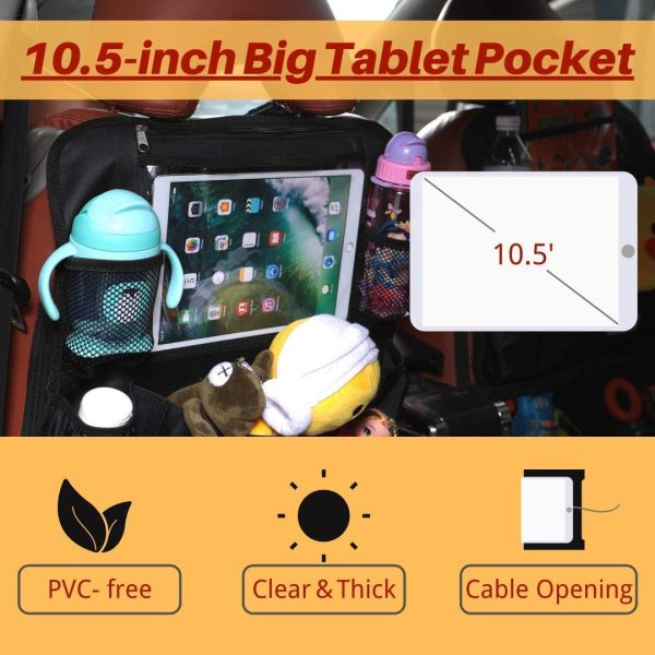 SURDOCA Car Seat Organizer for Kids, 4th Generation Enhanced Car Organizers for 9.7iPad, 9 Pockets, PVC-Free, Kids Toy Storage, Water Proof Back Seat Protector (Black, 1) - Image 5