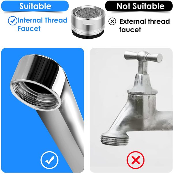 3 pcs Bubbler Sink Aerator, 24mm Male Threaded Brass Aerator with Gasket, Kitchen Bathroom Faucet, Polished Chrome 304 Stainless Steel - Image 3