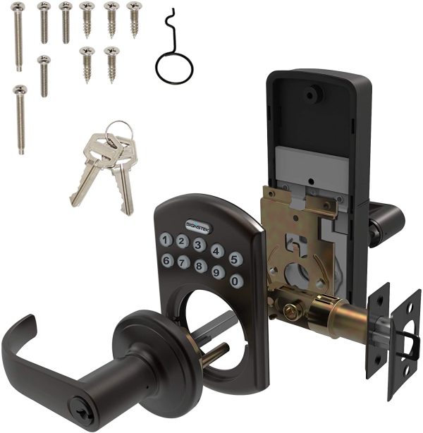 Keypad Entry Door Lock with Flex-Lock and Reversible Lever, LED Backlight, Password/Key Accessible - Image 6