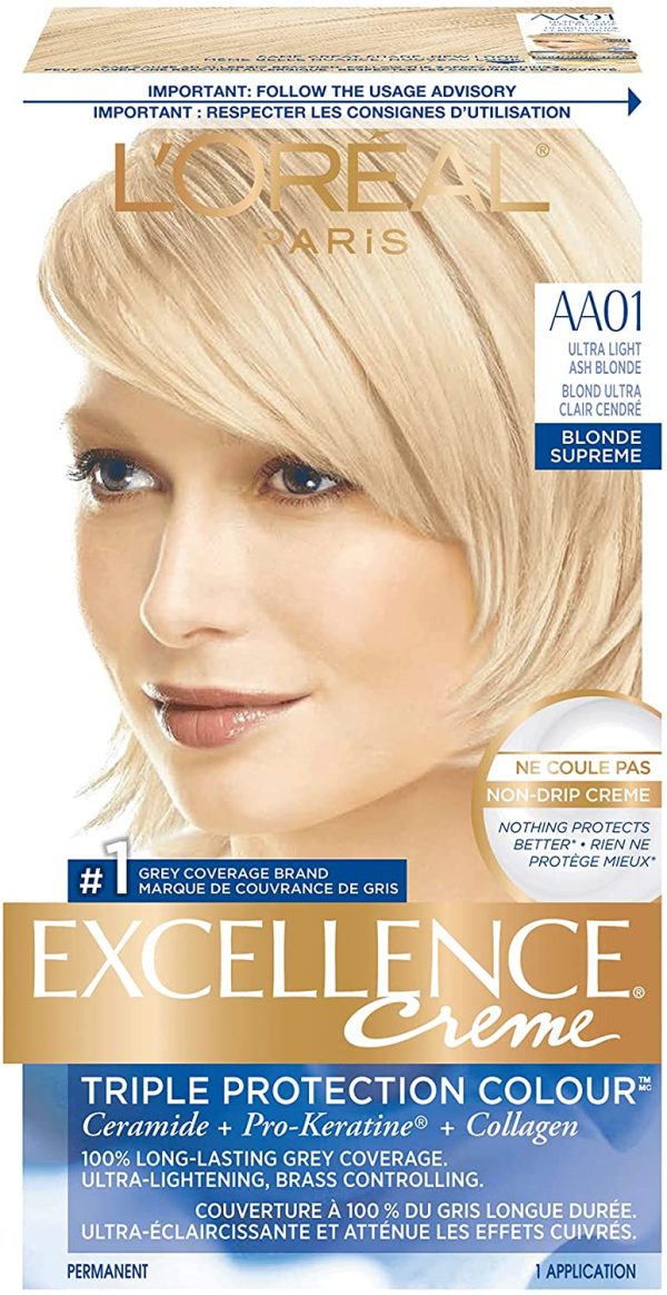 L'Oreal Paris Excellence Creme Permanent Hair Colour in AA01 Ultra Light Ash Blonde. Grey Hair Coverage. Rich Hair Dye. - Image 2