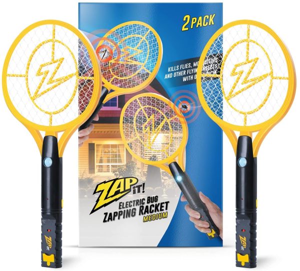 Zap It! Bug Zapper Rechargeable Fly Zapper Racket, Electric Fly Swatter, Mosquito Zapper, 4,000 Volt, USB Charging Cable, 2 Pack - Image 6