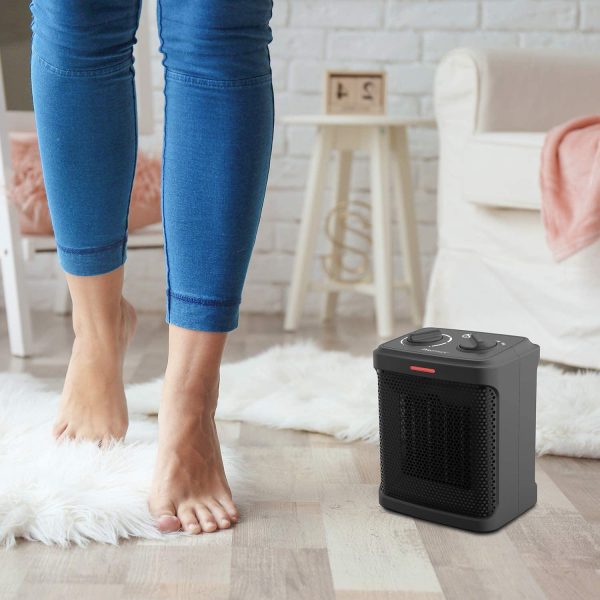 Space Heater ??1000W Electric Heater with 3 Operating Modes and Adjustable Thermostat - Room Heater for Bedroom, Home, Office and Under Desk - Black