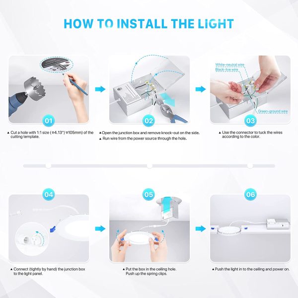 4Inch LED Recessed Slim Pot Light with Junction Box, 3000K, 9W 75W Eqv, Dimmable IC-Rated Ceiling Lighting, 750LM High Brightness - ETL and Energy Star Certified (1 Pack, Warm White 3000K) - Image 6