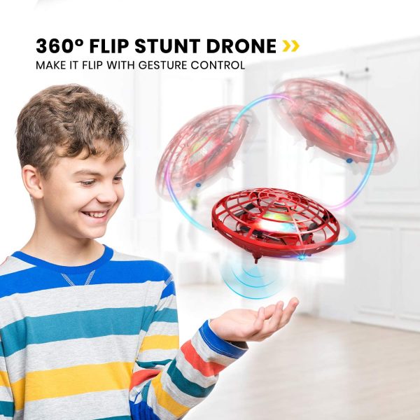 DEERC Mini Drones for Kids or Adults w/ 2 Modular Batteries, Upgraded Hand Operated Kids Drone, Hands Free Motion Sensor Mini Drone, Easy Indoor UFO Toy Flying Ball,Hover Ball, 2 Modular Battery 3D Flip Kids Toys for 6-10 Years - Image 7