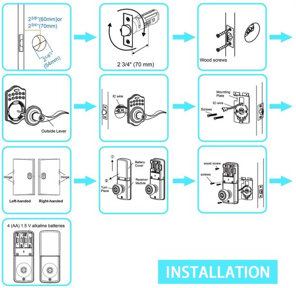 Keypad Entry Door Lock with Flex-Lock and Reversible Lever, LED Backlight, Password/Key Accessible - Image 3