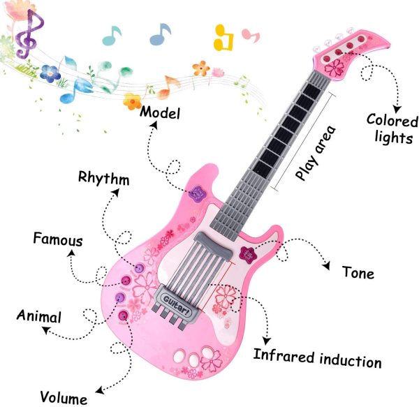 Kids Guitar for Girls Boys Kids Toy Guitar Pink Guitar Musical Instruments Birthday Gift Party Favor for Girls Kids (Pink) - Image 7