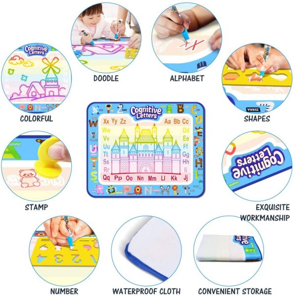 Jasonwell Aqua Magic Doodle Mat 40 X 32 Inches Extra Large Water Drawing Doodling Mat Coloring Mat Educational Toys Gifts for Kids Toddlers Boys Girls Age 3 4 5 6 7 8 Year Old