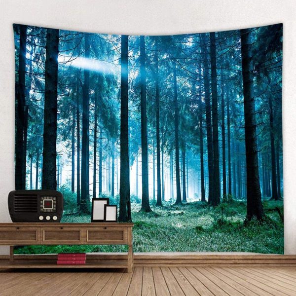 Boyouth Tapestry Wall Hanging,Forest in The White Moonlight Landscape Pictures Digital Print Wall Tapestry Home Decorfor Living Room Bedroom Dorm,59.1" Wide by 39.4" High - Image 3