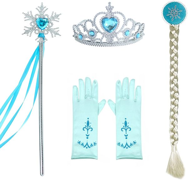 Party Chili Princess Costumes Birthday Party Dress Up For Little Girls with Wig,Crown,Mace,Gloves Accessories - Image 6