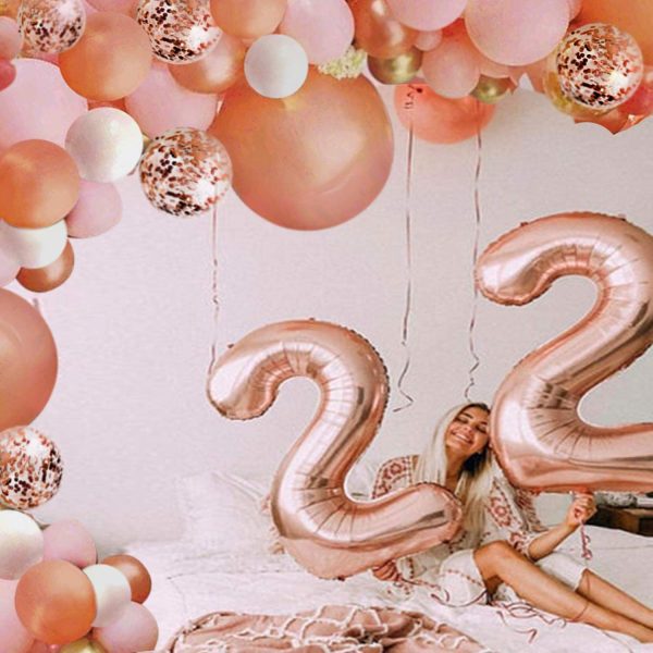 Rose Gold Balloon Garland Arch Kit - 152 Pieces Rose Gold Pink White and Gold Confetti Latex Balloons for Baby Shower Wedding Birthday Graduation Anniversary Bachelorette Party Background Decorations - Image 3