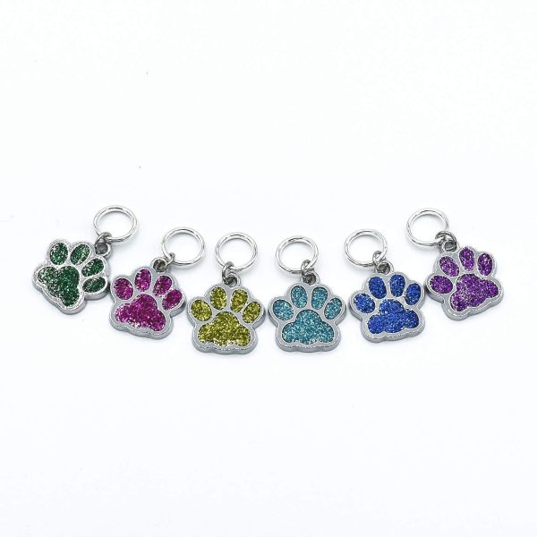 Cute Dog Cat Paw Metal Charms Knitting Stitch Markers With Case, Made in Canada by Pretty Warm Designs