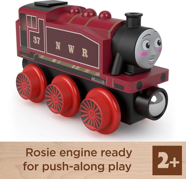 Thomas & Friends Wooden Railway Rosie Engine, Push-Along Toy Train Made from sustainably sourced Wood for Toddlers and Preschool Kids, Multicolor