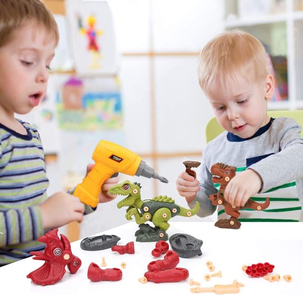 Sanlebi Toy for 4 5 6 7 Year Old Boys Take Apart Dinosaur Toys for Kids Building Toy Set with Electric Drill Construction Engineering Play Kit STEM Learning for Boys Girls Age 3 4 5 Year Old - Image 4