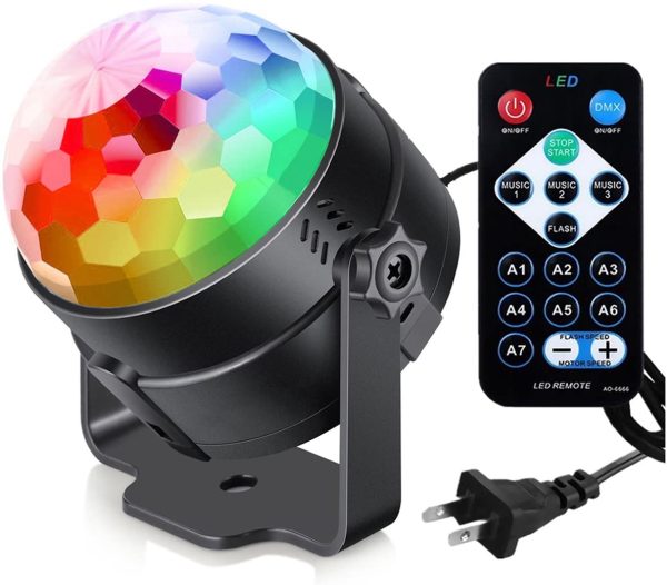 Sound Activated Party Lights with Remote Control Dj Lighting, RGB Disco Ball, Strobe Lamp 7 Modes Stage Par Light for Home Room Dance Parties Birthday DJ Bar Karaoke Xmas Wedding Show Club Pub