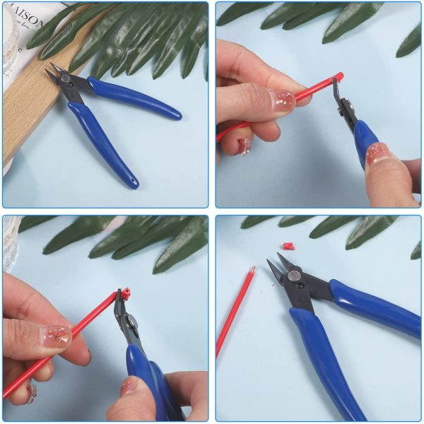 Wire Cable Cutter, Flush Cutters Side Cutters Durable Electrical Mini Cutting Plier Side Snips Flush Pliers Diagonal Cutting Pliers Tool for Coil Making Home DIY Jewelry - Image 3