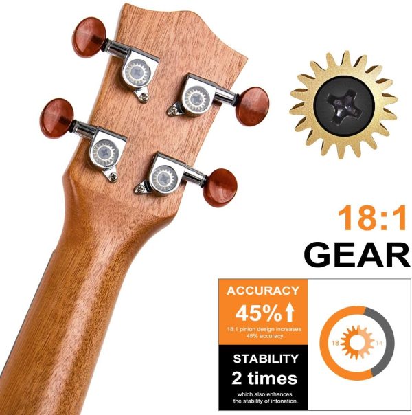 Kmise Ukulele DGBE Tuning Beginner Mahogany Vintage Hawaiian Ukelele With Uke Starter Pack Kit (Gig Bag Strap Picks) (Baritone 30 inch) - Image 8