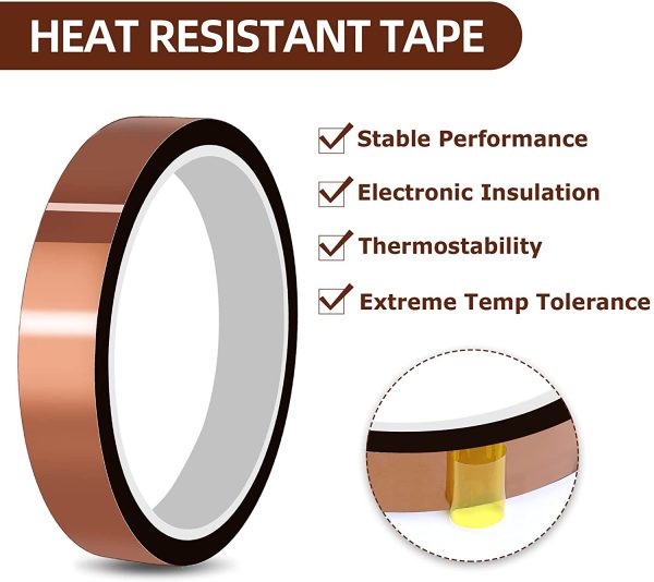 2 Rolls 10mm X 33m 108ft Heat Tape Heat Resistant Tape Heat Transfer Tape Thermal Tape High Temp Tape High Temperature Tape Heat Tape for Sublimation for Heat Press No Residue - Image 7