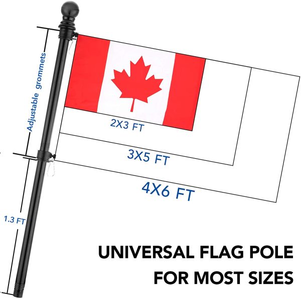 Yeesun Flag Pole,6FT Canada Flagpole with Mounting Bracket for 3?? x 5?? Canada Flag for House Porch & Outdoor Use,360?? Tangle Resistant Technology and Wall Mount Flag Pole Kit (Without Flag,Black) - Image 4