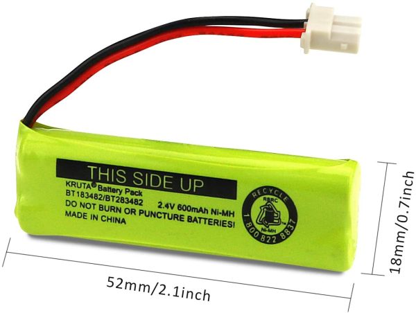 BT183482 BT283482 600mAh Battery Rechargeable for Vtech Cordless Phones DS6401 DS6421 DS6422 DS6472 LS6405 LS6425 LS6425-3 LS6426 LS6475 LS6475-3 LS6476 89-1348-01 Handsets (Pack 2) - Image 2