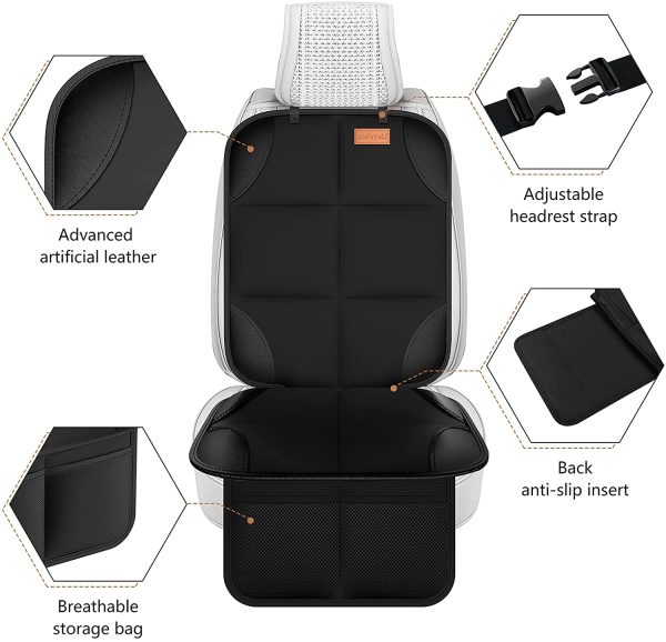 Smart eLf Car Seat Protector, 2Pack Seat Protector Protect Child Seats with Thickest Padding and Non Slip Backing Mesh Pockets for Baby and Pet - Image 7