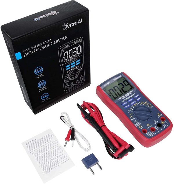 AstroAI Digital Multimeter TRMS 6000 Counts Volt Meter Ohmmeter Auto-Ranging Tester; Accurately Measures Voltage Current Resistance Diodes Continuity Duty-Cycle Capacitance Temperature for Automotive - Image 9